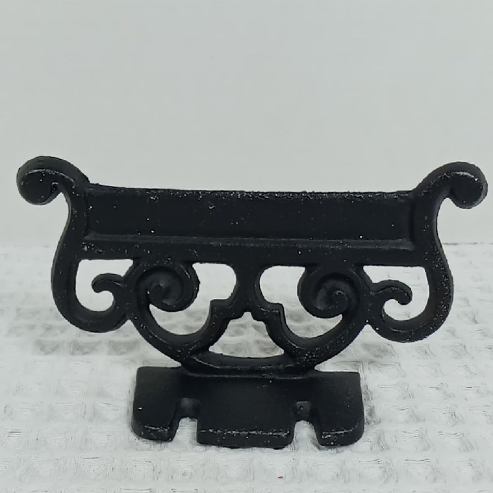 Vintage Black Cast Iron Ornate Boot Scraper or Door Stop
